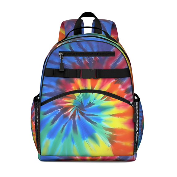 Colorful Tie Dye Pattern Backpack for School,Cute School Bag,Schoolbag with Adjustable Shoulder Straps & Padded Back,15.25"x11.5"x5.25"