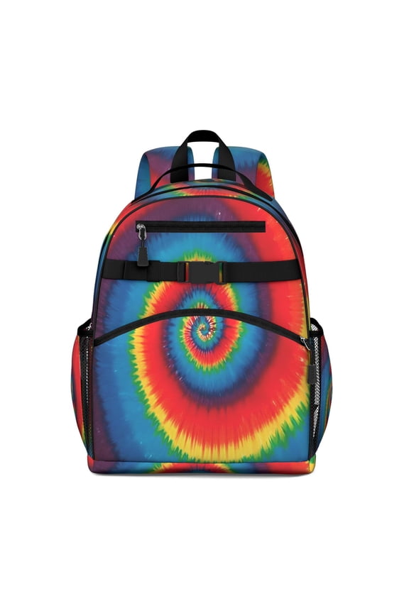 Colorful Tie Dye Pattern Backpack for School,Cute School Bag,Schoolbag with Adjustable Shoulder Straps & Padded Back,15.25"x11.5"x5.25"