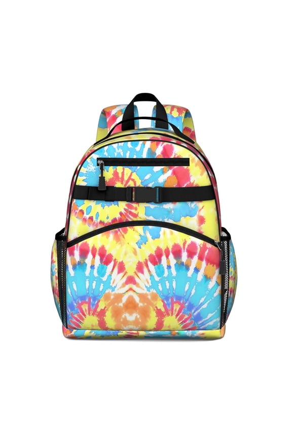 Colorful Tie Dye Pattern Backpack for School,Cute School Bag,Schoolbag with Adjustable Shoulder Straps & Padded Back,15.25"x11.5"x5.25"