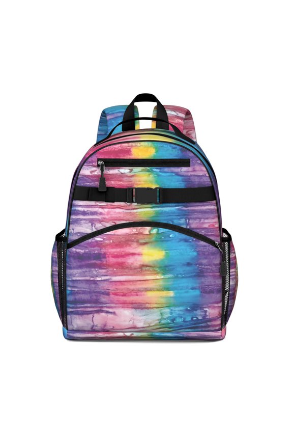 Colorful Tie Dye Pattern Backpack for School,Cute School Bag,Schoolbag with Adjustable Shoulder Straps & Padded Back,15.25"x11.5"x5.25"
