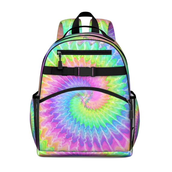 Colorful Tie Dye Pattern Backpack for School,Cute School Bag,Schoolbag with Adjustable Shoulder Straps & Padded Back,15.25"x11.5"x5.25"