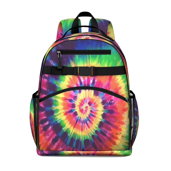 Colorful Tie Dye Pattern Backpack for School,Cute School Bag,Schoolbag with Adjustable Shoulder Straps & Padded Back,15.25"x11.5"x5.25"