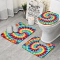 thumbnail image 1 of Colorful Tie Dye Pattern Bathroom Rugs Sets 3 Piece,Toilet Cover Set,Absorbent Non Slip Bathroom Mats Sets with U-Shaped Contour Rug Toilet Rug Set, 1 of 5