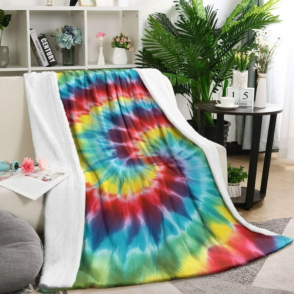 Colorful Tie Dye Pattern Blanket,Comfortable Soft Flannel Throw Blanket,All Season,Warm Lightweight Blankets for Sofa Bed Couch Living Room Chair,40"x50"