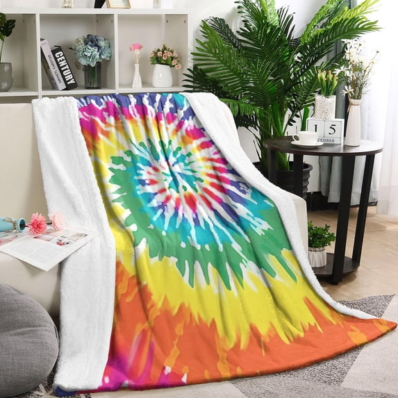 Colorful Tie Dye Pattern Blanket,Comfortable Soft Flannel Throw Blanket,All Season,Warm Lightweight Blankets for Sofa Bed Couch Living Room Chair,40"x50"