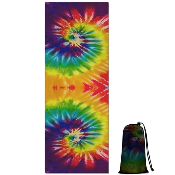 Colorful Tie Dye Pattern Hot Yoga Mat Towel Non Slip for Hot Yoga - Quick-Drying Yoga Mat Cover with 4 Corner Pockets with Travel Bag - Hot Yoga Towel Non Slip 74"x26"