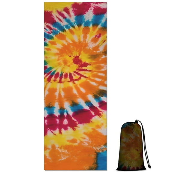 Colorful Tie Dye Pattern Hot Yoga Mat Towel Non Slip for Hot Yoga - Quick-Drying Yoga Mat Cover with 4 Corner Pockets with Travel Bag - Hot Yoga Towel Non Slip Grip Moisture Wicking Sweat 70"x26"