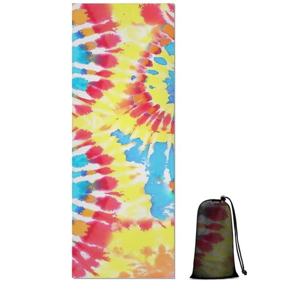 Colorful Tie Dye Pattern Hot Yoga Mat Towel Non Slip for Hot Yoga - Quick-Drying Yoga Mat Cover with 4 Corner Pockets with Travel Bag - Hot Yoga Towel Non Slip 74"x26"