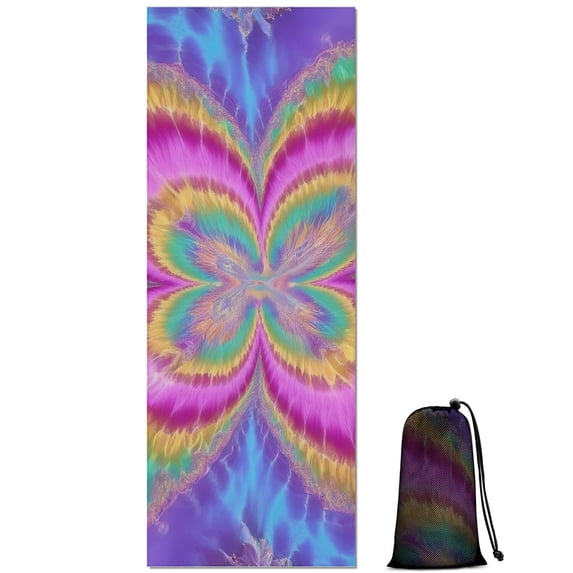 Colorful Tie Dye Pattern Hot Yoga Mat Towel Non Slip for Hot Yoga - Quick-Drying Yoga Mat Cover with 4 Corner Pockets with Travel Bag - Hot Yoga Towel Non Slip Grip Moisture Wicking Sweat 70"x26"