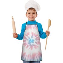 Colorful Tie Dye Pattern Kids Aprons for Girls and Boys,Adjustable Neck Strap Toddler Aprons for Kids Cooking Baking