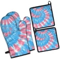 thumbnail image 1 of Colorful Tie Dye Pattern Kitchen Oven Mitt and Pot Holder Sets 4 Pcs for Baking, Cooking and Grilling, Heat Resistant Up To 392 °F, 1 of 7
