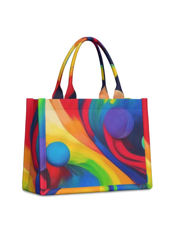 Colorful Tie Dye Pattern Large Tote Bag, Work Tote Purse with Inner Pockets, Large Capacity for Women,15.7” X 5.1" X 13"