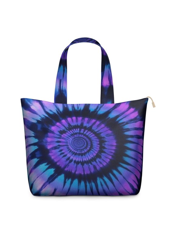 Colorful Tie Dye Pattern Large Weekend Travel Bag, Canvas Overnight Shoulder Bag with Zipper & Pockets, Heavy Duty Canvas for Women Men,22” X 12" X 18"