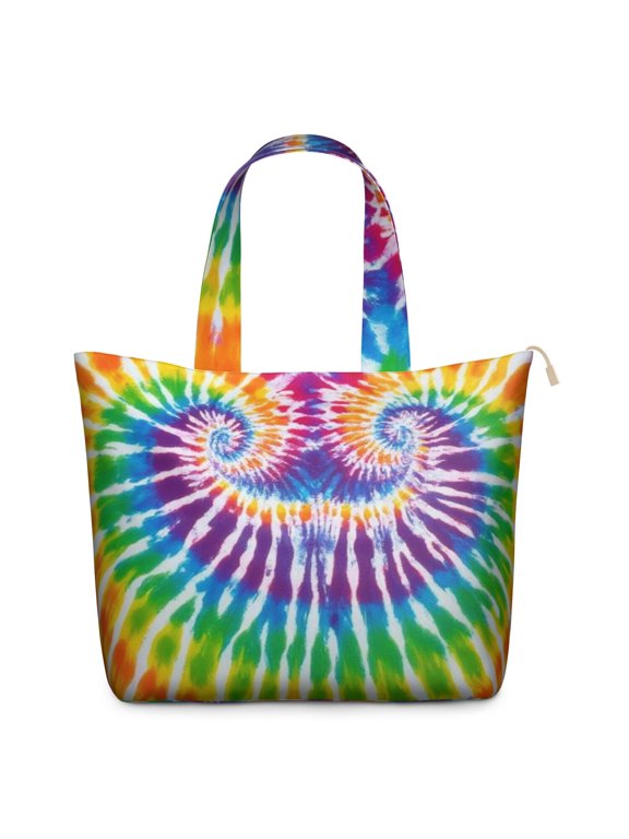 Colorful Tie Dye Pattern Large Weekend Travel Bag, Canvas School Handbag with Zipper & Pockets, Airline Friendly for Women Men,22” X 12" X 18"