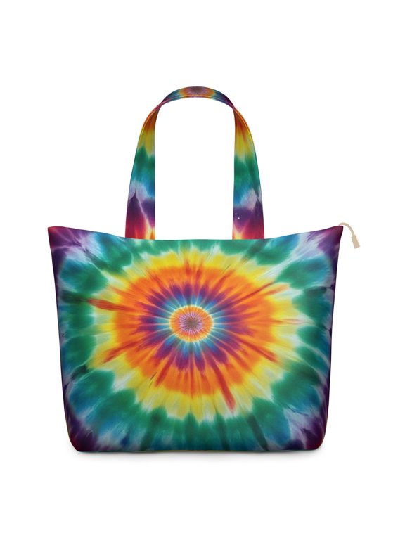 Colorful Tie Dye Pattern Large Weekend Travel Bag, Canvas School Handbag with Zipper & Pockets, Airline Friendly for Women Men,22” X 12" X 18"