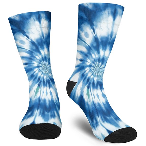 Colorful Tie Dye Pattern Men's Mid-calf Crew Socks, Work Dress Socks with Reinforced Heel & Toe, Breathable Durable Gifts Ideas for Men Adults