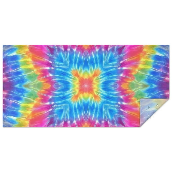 Colorful Tie Dye Pattern Rectangle Tablecloth 60"x120",Waterproof Polyester Rectangle Table Cloth, Wipeable Spillproof Polyester Tablecloth for Dining, Camping, Indoor and Outdoor