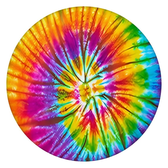 Colorful Tie Dye Pattern Round Fitted Tablecloth with Elastic Edge,Dining Table Cover Waterproof,Outdoor Round Tablecloth for Camping,Dining,Indoor and Outdoor