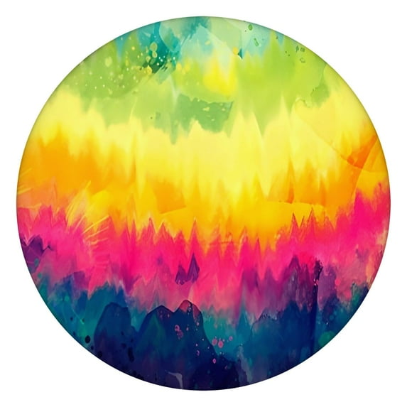 Colorful Tie Dye Pattern Round Fitted Tablecloth with Elastic Edge,Dining Table Cover Waterproof,Outdoor Round Tablecloth for Camping,Dining,Indoor and Outdoor