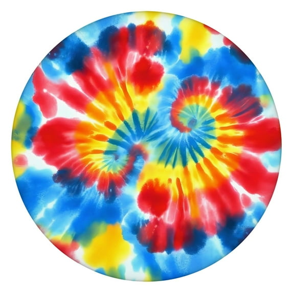Colorful Tie Dye Pattern Round Fitted Tablecloth with Elastic Edge,Dining Table Cover Waterproof,Outdoor Round Tablecloth for Camping,Dining,Indoor and Outdoor