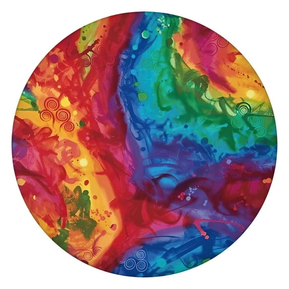 Colorful Tie Dye Pattern Round Fitted Tablecloth with Elastic Edge,Dining Table Cover Waterproof,Outdoor Round Tablecloth for Camping,Dining,Indoor and Outdoor