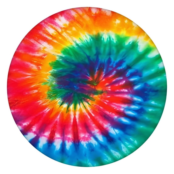 Colorful Tie Dye Pattern Round Fitted Tablecloth with Elastic Edge,Dining Table Cover Waterproof,Outdoor Round Tablecloth for Camping,Dining,Indoor and Outdoor