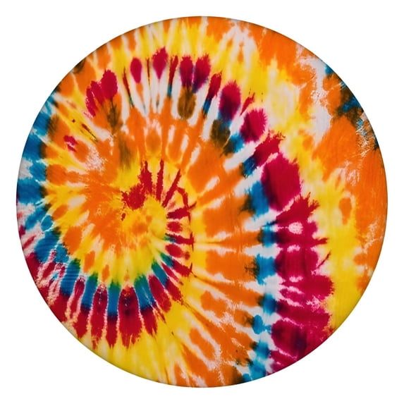 Colorful Tie Dye Pattern Round Fitted Tablecloth with Elastic Edge,Dining Table Cover Waterproof,Outdoor Round Tablecloth for Camping,Dining,Indoor and Outdoor