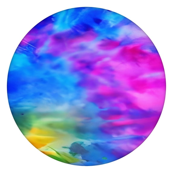 Colorful Tie Dye Pattern Round Fitted Tablecloth with Elastic Edge,Dining Table Cover Waterproof,Outdoor Round Tablecloth for Camping,Dining,Indoor and Outdoor