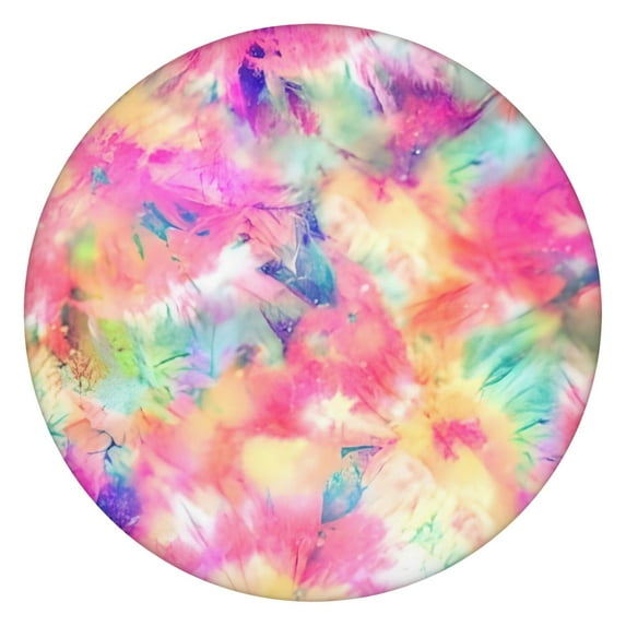 Colorful Tie Dye Pattern Round Fitted Tablecloth with Elastic Edge,Dining Table Cover Waterproof,Outdoor Round Tablecloth for Camping,Dining,Indoor and Outdoor