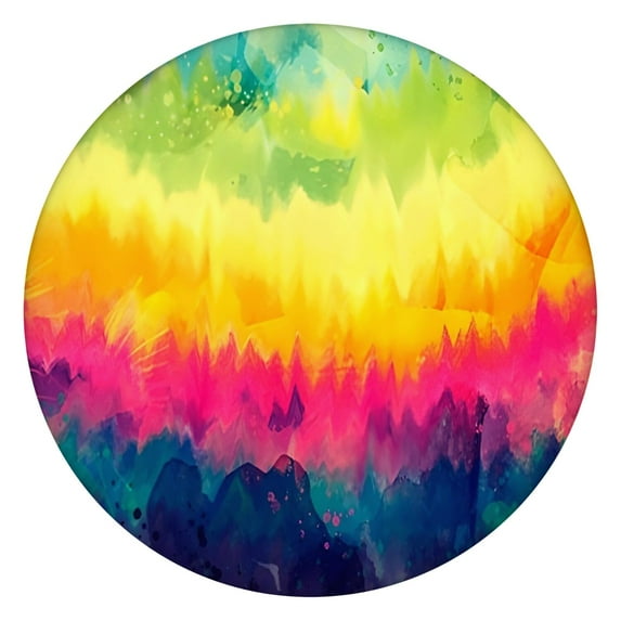 Colorful Tie Dye Pattern Round Fitted Tablecloth with Elastic Edge,Dining Table Cover Waterproof,Outdoor Round Tablecloth for Camping,Dining,Indoor and Outdoor