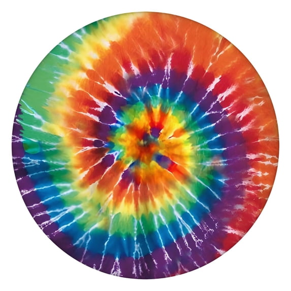 Colorful Tie Dye Pattern Round Fitted Tablecloth with Elastic Edge,Dining Table Cover Waterproof,Outdoor Round Tablecloth for Camping,Dining,Indoor and Outdoor