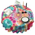 thumbnail image 1 of Colorful Tie Dye Pattern Round Tablecloth 60"x60",Wrinkle Wipeable Table Cloth for Kitchen Dining Room Picnic Patio Party, 1 of 6