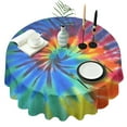 thumbnail image 1 of Colorful Tie Dye Pattern Round Tablecloth 60"x60",Wrinkle Wipeable Table Cloth for Kitchen Dining Room Picnic Patio Party, 1 of 6