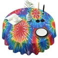 thumbnail image 1 of Colorful Tie Dye Pattern Round Tablecloth 60"x60",Wrinkle Wipeable Table Cloth for Kitchen Dining Room Picnic Patio Party, 1 of 6