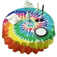 thumbnail image 1 of Colorful Tie Dye Pattern Round Tablecloth 60"x60",Wrinkle Wipeable Table Cloth for Kitchen Dining Room Picnic Patio Party, 1 of 6