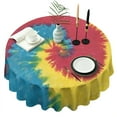 thumbnail image 1 of Colorful Tie Dye Pattern Round Tablecloth 60"x60",Wrinkle Wipeable Table Cloth for Kitchen Dining Room Picnic Patio Party, 1 of 6