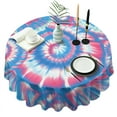 thumbnail image 1 of Colorful Tie Dye Pattern Round Tablecloth 60"x60",Wrinkle Wipeable Table Cloth for Kitchen Dining Room Picnic Patio Party, 1 of 6
