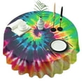 thumbnail image 1 of Colorful Tie Dye Pattern Round Tablecloth 60"x60",Wrinkle Wipeable Table Cloth for Kitchen Dining Room Picnic Patio Party, 1 of 6