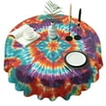 thumbnail image 1 of Colorful Tie Dye Pattern Round Tablecloth 60"x60",Wrinkle Wipeable Table Cloth for Kitchen Dining Room Picnic Patio Party, 1 of 6