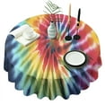 thumbnail image 1 of Colorful Tie Dye Pattern Round Tablecloth 60"x60",Wrinkle Wipeable Table Cloth for Kitchen Dining Room Picnic Patio Party, 1 of 6