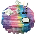 thumbnail image 1 of Colorful Tie Dye Pattern Round Tablecloth 60"x60",Wrinkle Wipeable Table Cloth for Kitchen Dining Room Picnic Patio Party, 1 of 6