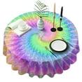 thumbnail image 1 of Colorful Tie Dye Pattern Round Tablecloth 60"x60",Wrinkle Wipeable Table Cloth for Kitchen Dining Room Picnic Patio Party, 1 of 6