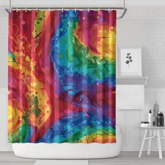 Colorful Tie Dye Pattern Shower Curtain 72"x84" ,Bathroom Decorative Shower Curtains Set with 12 Hooks,Modern Waterproof Washable Shower Curtain