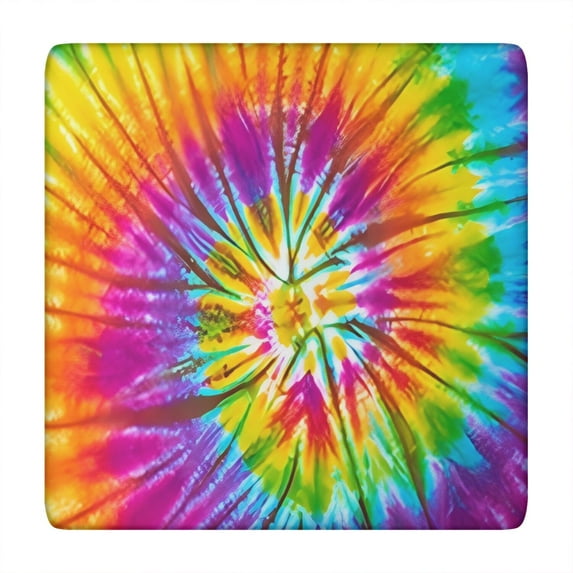 Colorful Tie Dye Pattern Square Fitted Tablecloth with Elastic Edge,Square Table Cover,Washable Elastic Table Cover for Home Kitchen Party Decor 34"x34"