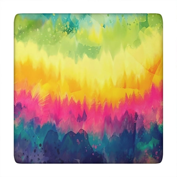 Colorful Tie Dye Pattern Square Fitted Tablecloth with Elastic Edge,Square Table Cover,Washable Elastic Table Cover for Home Kitchen Party Decor 34"x34"