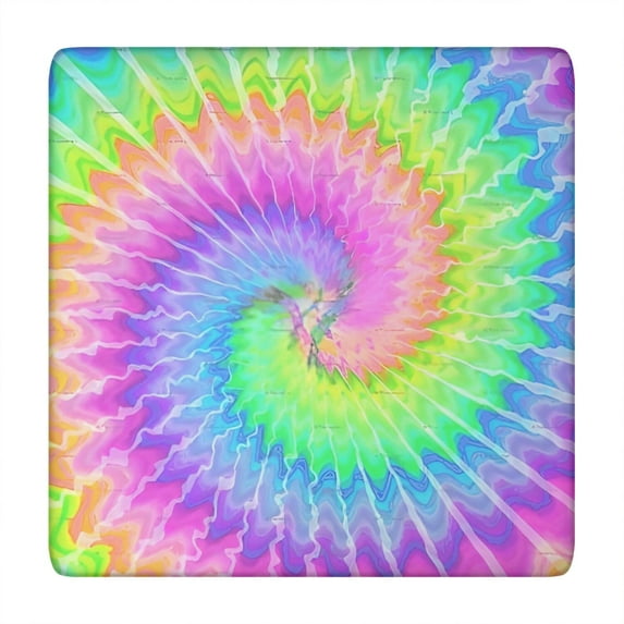 Colorful Tie Dye Pattern Square Fitted Tablecloth with Elastic Edge,Square Table Cover,Washable Elastic Table Cover for Home Kitchen Party Decor 34"x34"