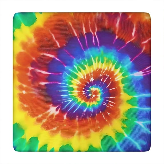 Colorful Tie Dye Pattern Square Fitted Tablecloth with Elastic Edge,Square Table Cover,Washable Elastic Table Cover for Home Kitchen Party Decor 34"x34"