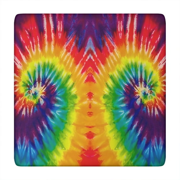 Colorful Tie Dye Pattern Square Fitted Tablecloth with Elastic Edge,Square Table Cover,Washable Elastic Table Cover for Home Kitchen Party Decor 34"x34"
