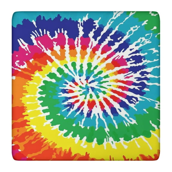 Colorful Tie Dye Pattern Square Fitted Tablecloth with Elastic Edge,Square Table Cover,Washable Elastic Table Cover for Home Kitchen Party Decor 36"x36"