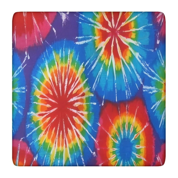 Colorful Tie Dye Pattern Square Fitted Tablecloth with Elastic Edge,Square Table Cover,Washable Elastic Table Cover for Home Kitchen Party Decor 36"x36"